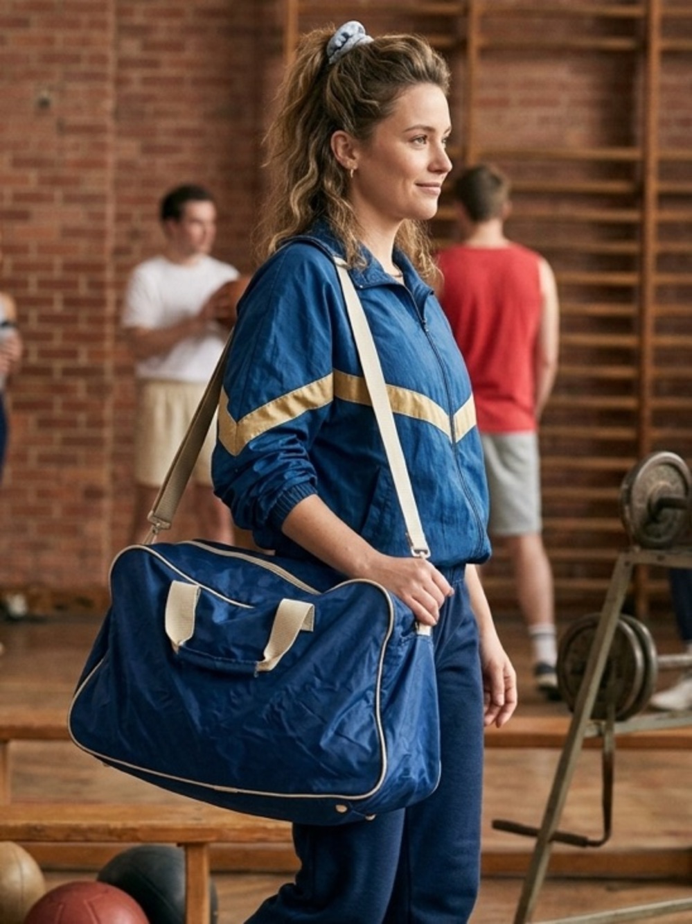 Retro Vintage QPS Sport Blue and White Tote Bag.